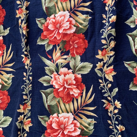 🌺 Vintage Hawaiian Barkcloth Mumu Dress Navy - Picture 6 of 8